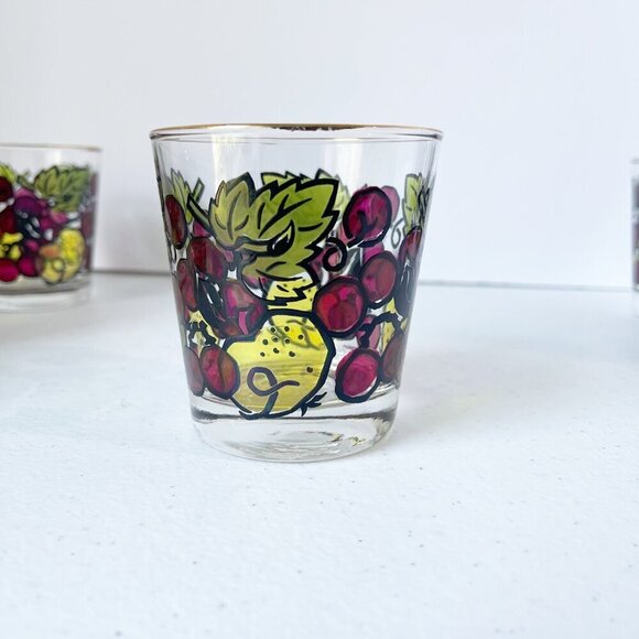 6 Vintage Mid Century Modern El Mercer cocktail glasses fruit design - Picture 3 of 5